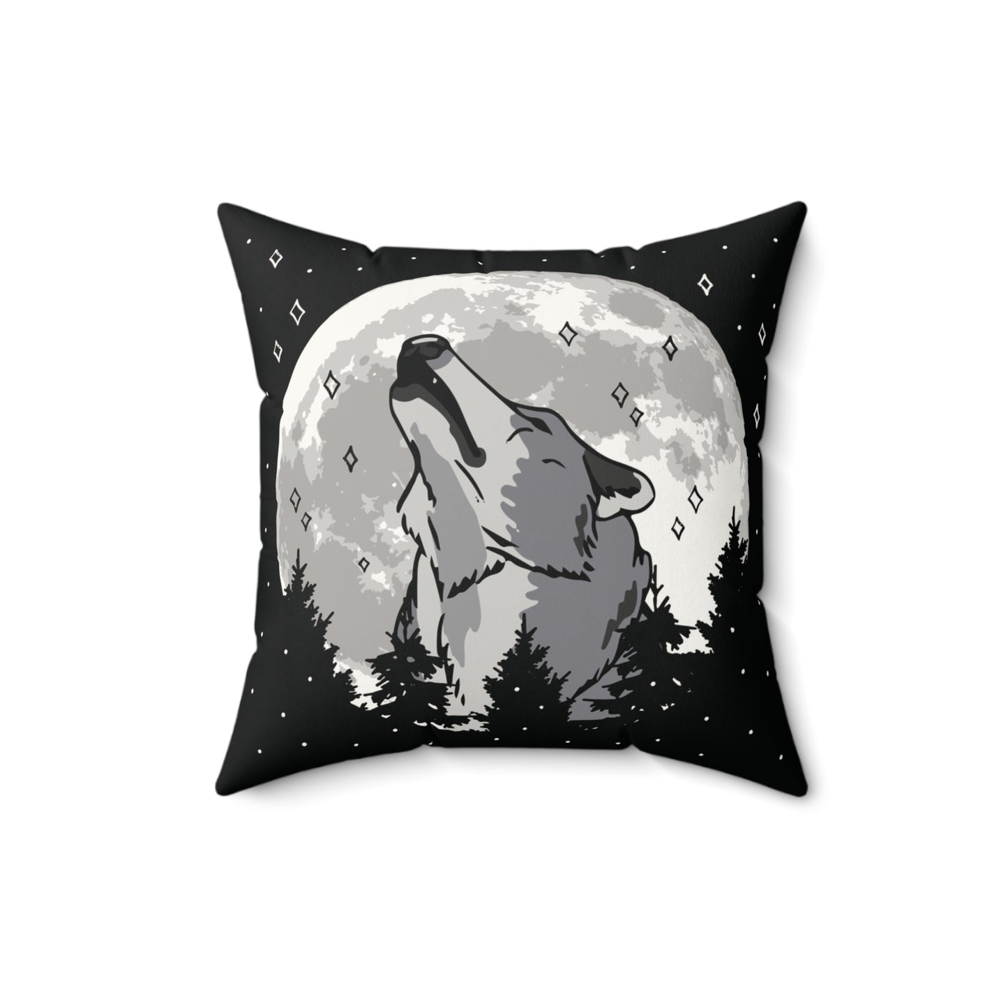 Wolf Howling Faux Suede Pillow, Cozy Home Decor, Rustic Accent Pillow, Gift for Nature Lovers, Moonlit Forest Decor