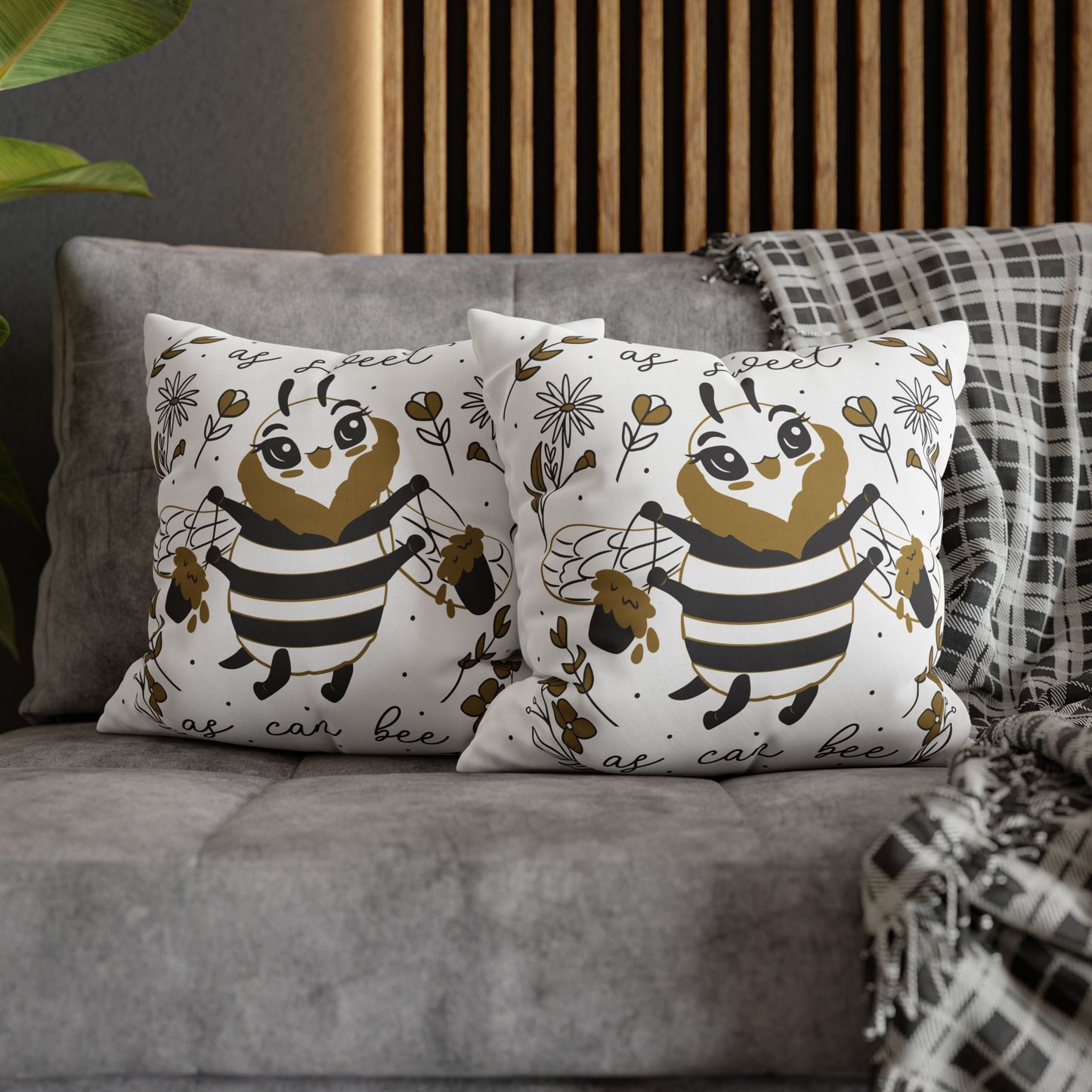 Bee-Inspired Square Pillowcase for Cozy Decor, Sweet Bee Quote Pillow, Home Cushion, Gift for Nature Lovers, Kids Room Accent