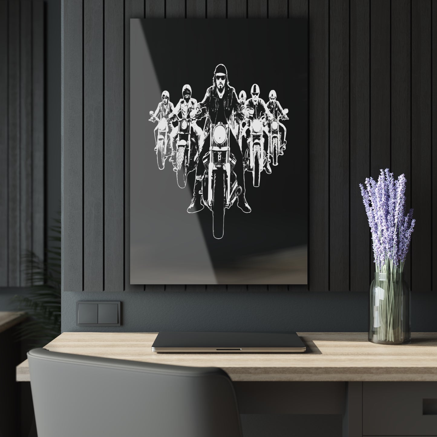 Acrylic Print Bikers Convoy French Cleat Hanging