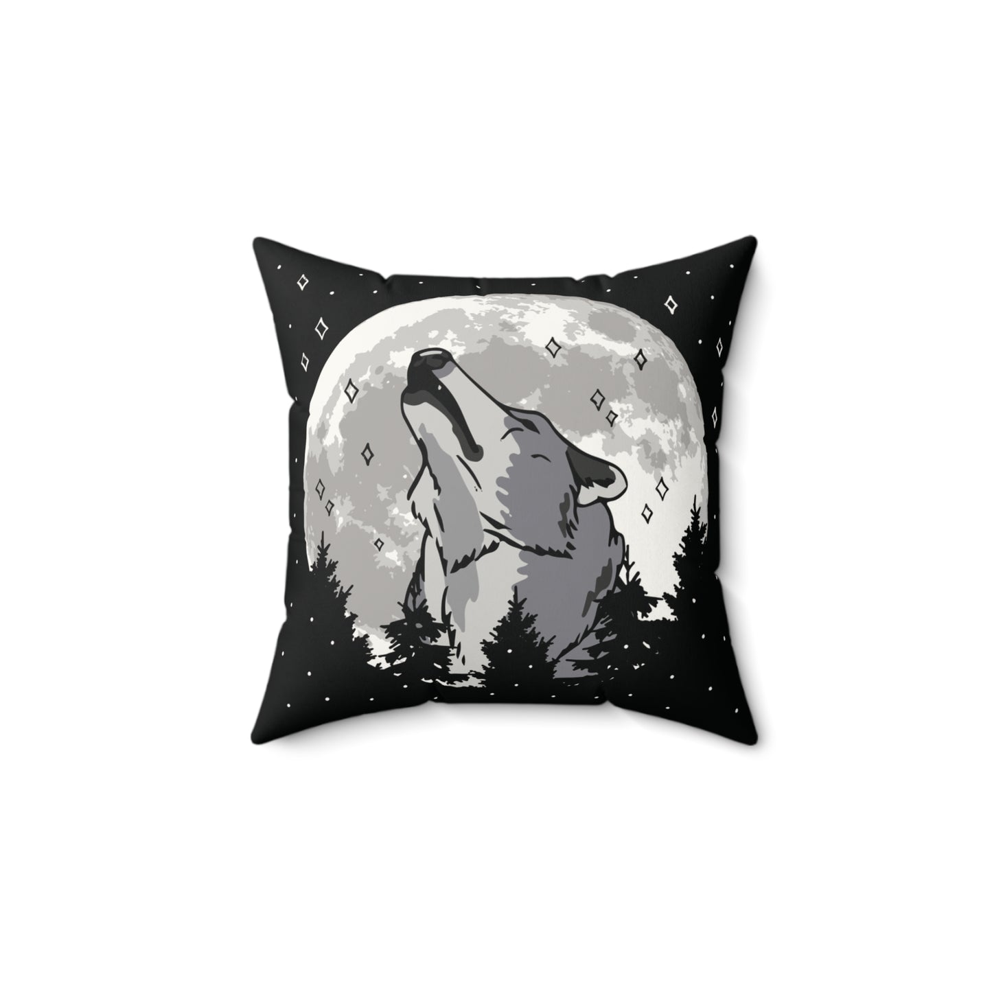 Wolf Howling Faux Suede Pillow, Cozy Home Decor, Rustic Accent Pillow, Gift for Nature Lovers, Moonlit Forest Decor