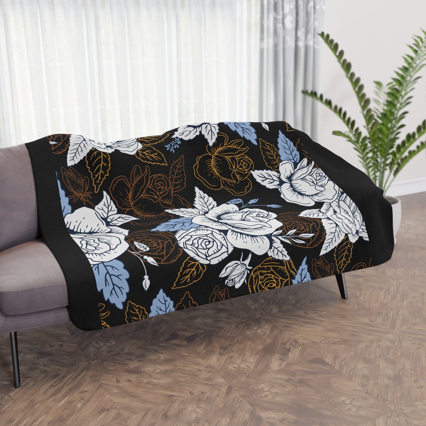 Cozy Floral Sherpa Blanket | Ideal for Home Decor, Gift for Her, Winter Comfort, Living Room Throw, Soft and Warm