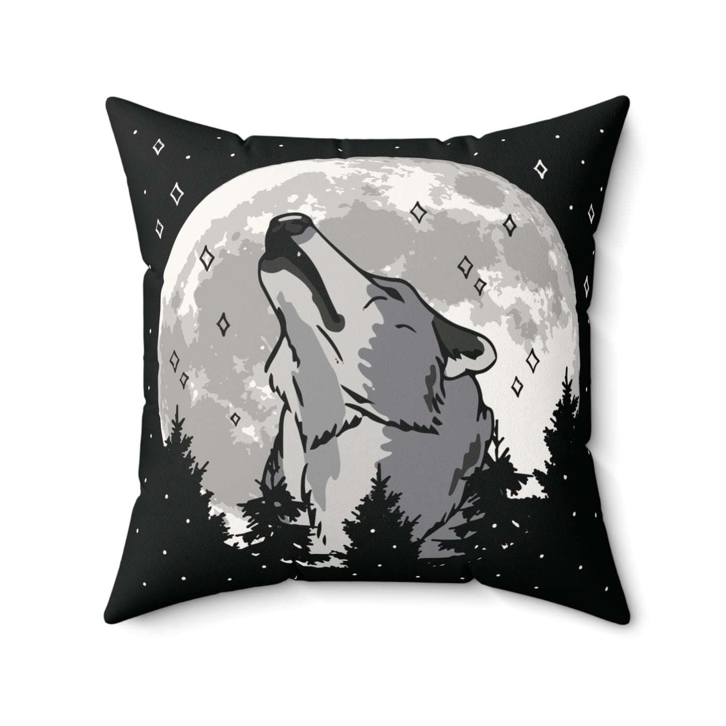 Wolf Howling Faux Suede Pillow, Cozy Home Decor, Rustic Accent Pillow, Gift for Nature Lovers, Moonlit Forest Decor