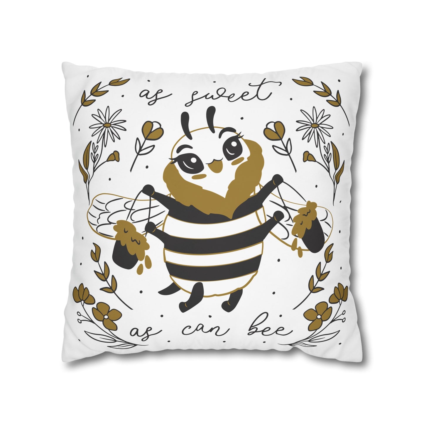 Bee-Inspired Square Pillowcase for Cozy Decor, Sweet Bee Quote Pillow, Home Cushion, Gift for Nature Lovers, Kids Room Accent