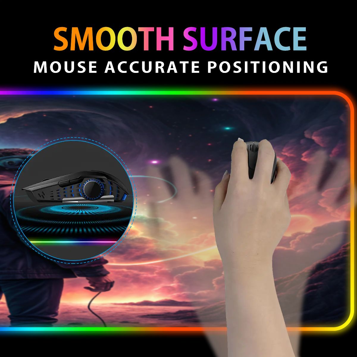 VR Gamer Wireless Charging RGB Mouse Pad (8:3)