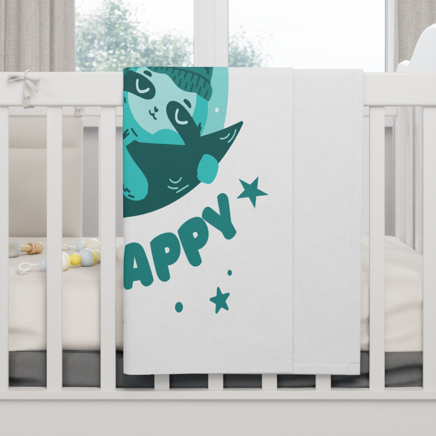 Lazy but Happy Sloth Baby Blanket, Cozy Nursery Decor, Ideal Baby Shower Gift, Soft Fleece Throw, Bedtime Snuggle Blanket