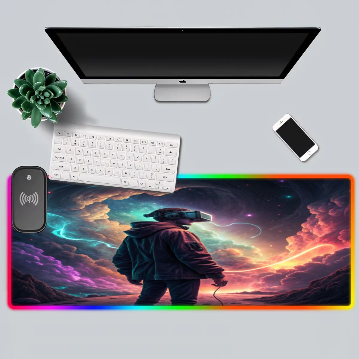 VR Gamer Wireless Charging RGB Mouse Pad (8:3)