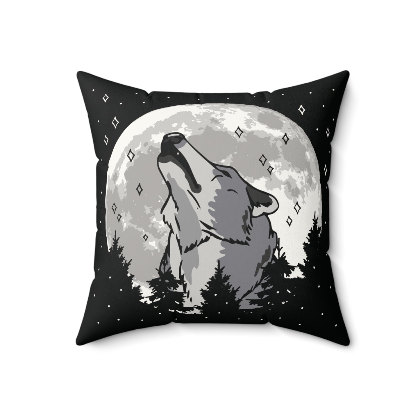 Wolf Howling Faux Suede Pillow, Cozy Home Decor, Rustic Accent Pillow, Gift for Nature Lovers, Moonlit Forest Decor