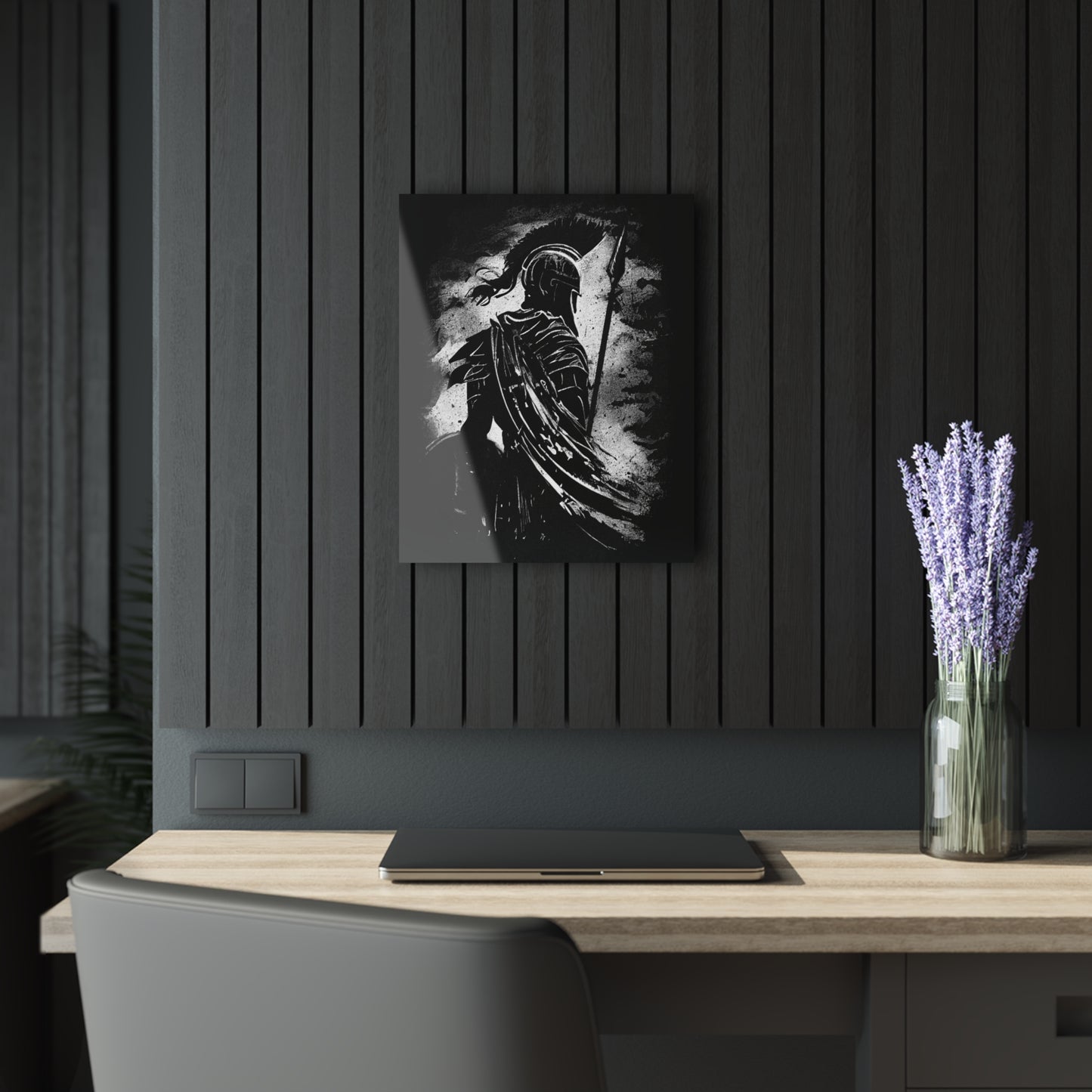 Heroic Knight Acrylic Wall Art, Fantasy Decor, Modern Home Wall Art, Perfect for Gaming Room, Unique Gift, Cleat Hanging Art