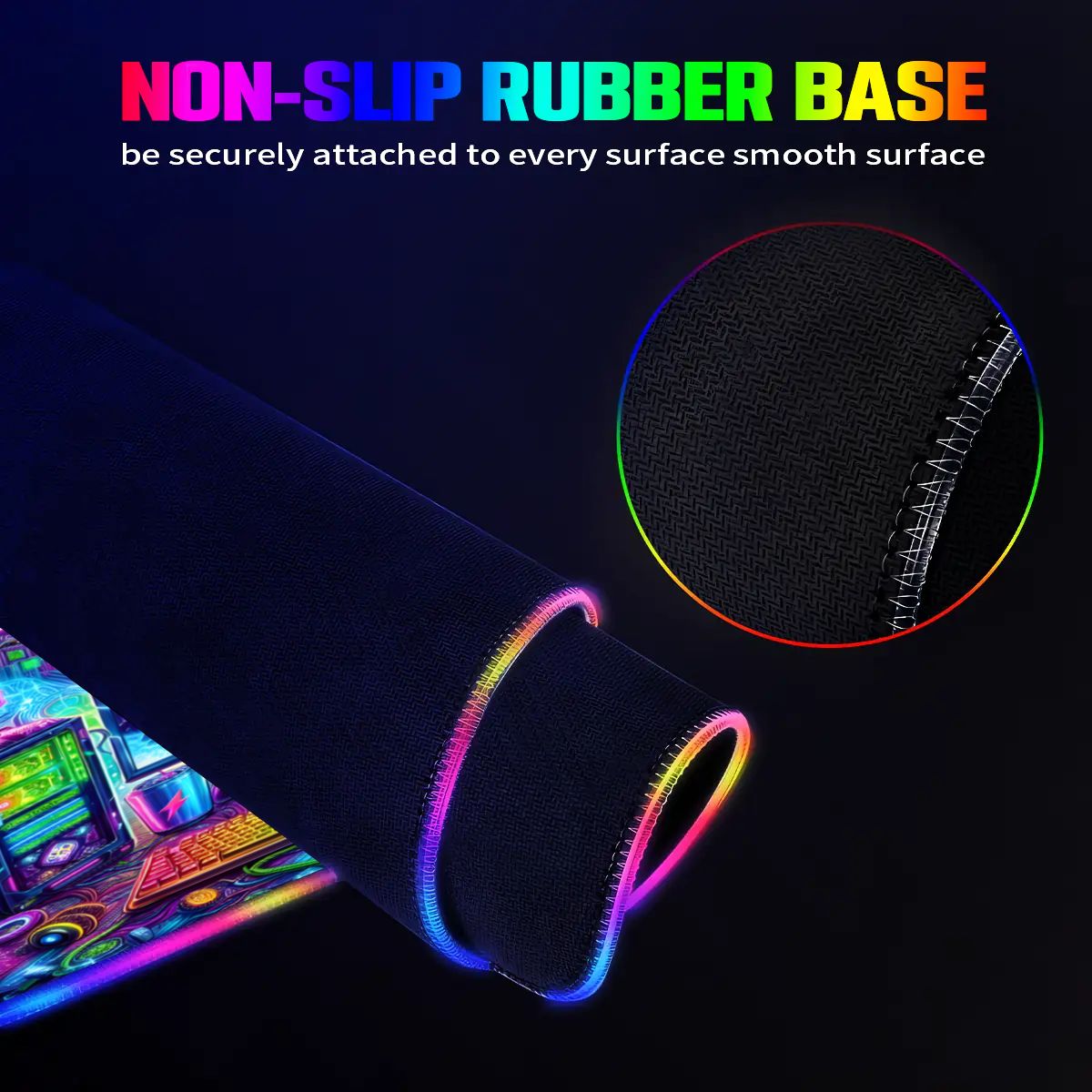 Cyber PC Gaming setup Wireless Charging RGB Mouse Pad (8:3)