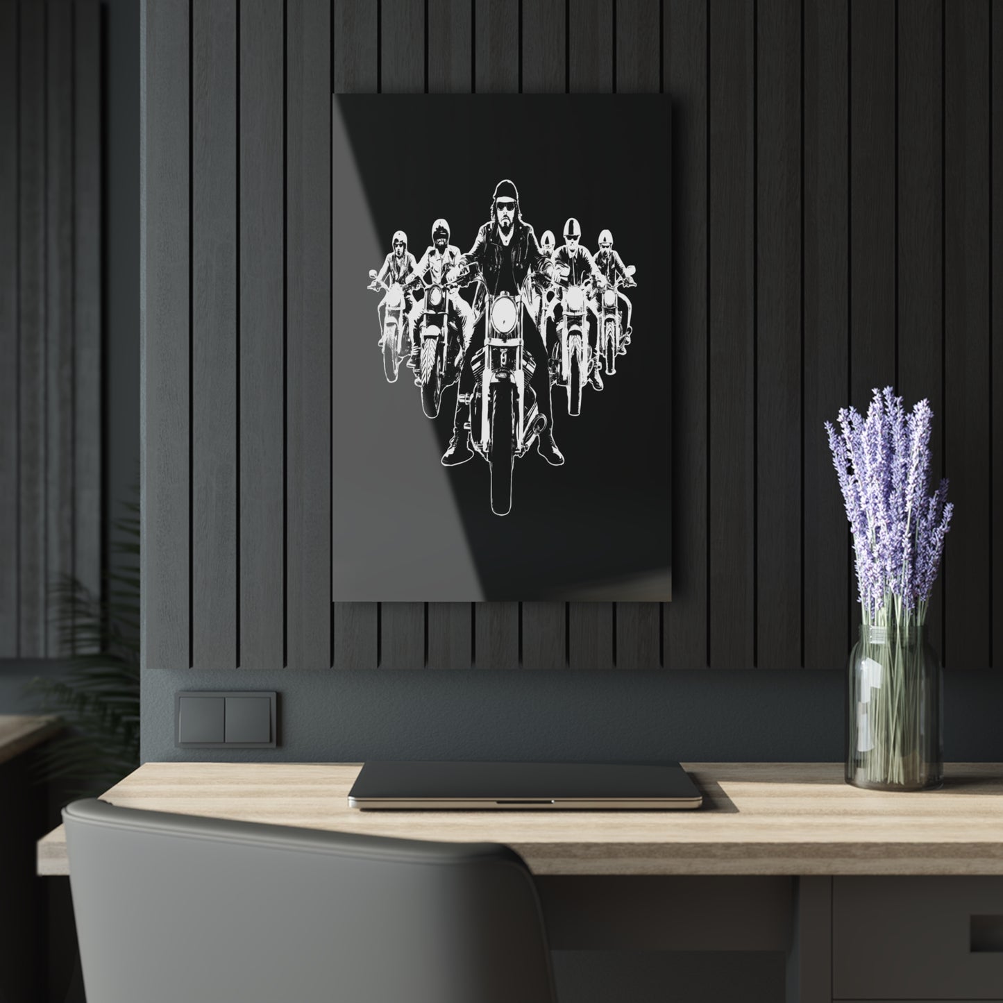 Acrylic Print Bikers Convoy French Cleat Hanging