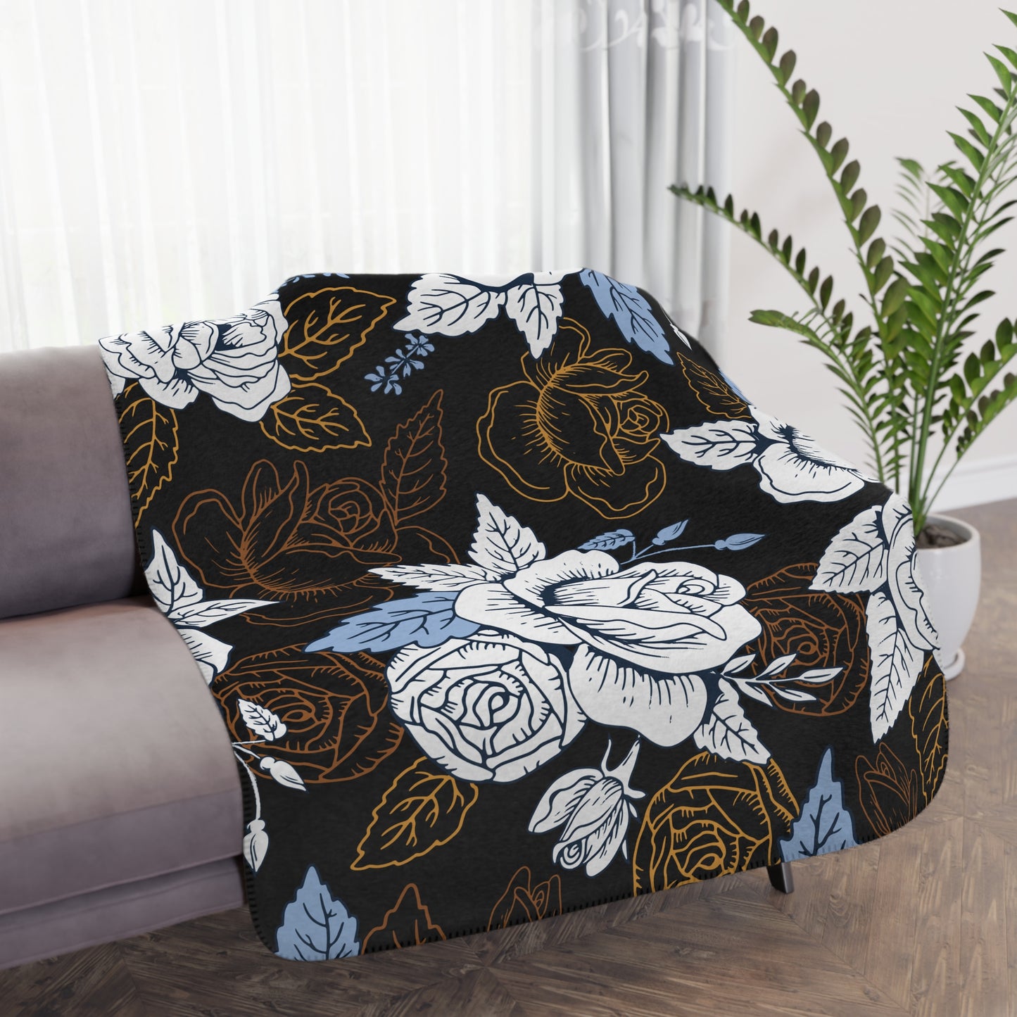 Cozy Floral Sherpa Blanket | Ideal for Home Decor, Gift for Her, Winter Comfort, Living Room Throw, Soft and Warm