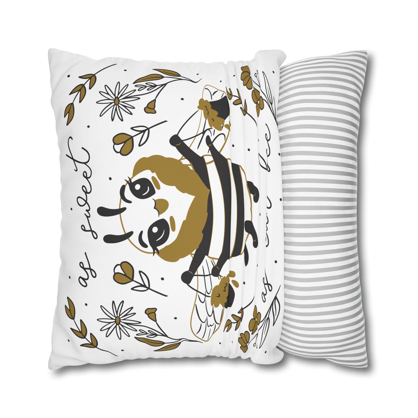 Bee-Inspired Square Pillowcase for Cozy Decor, Sweet Bee Quote Pillow, Home Cushion, Gift for Nature Lovers, Kids Room Accent