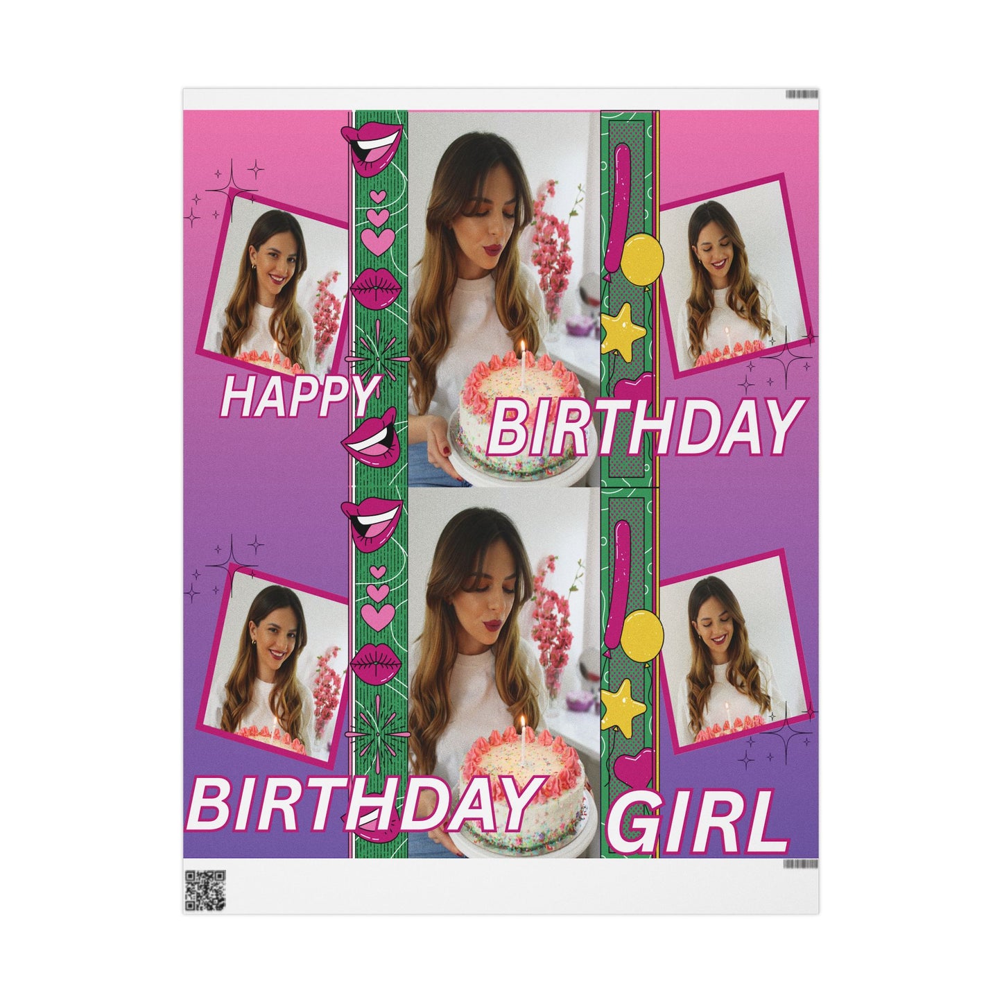 Custom Birthday Girl Wrapping Paper, Festive Gift Wrap, Celebration Supplies, Party Decor, Custom Birthday Wrapping