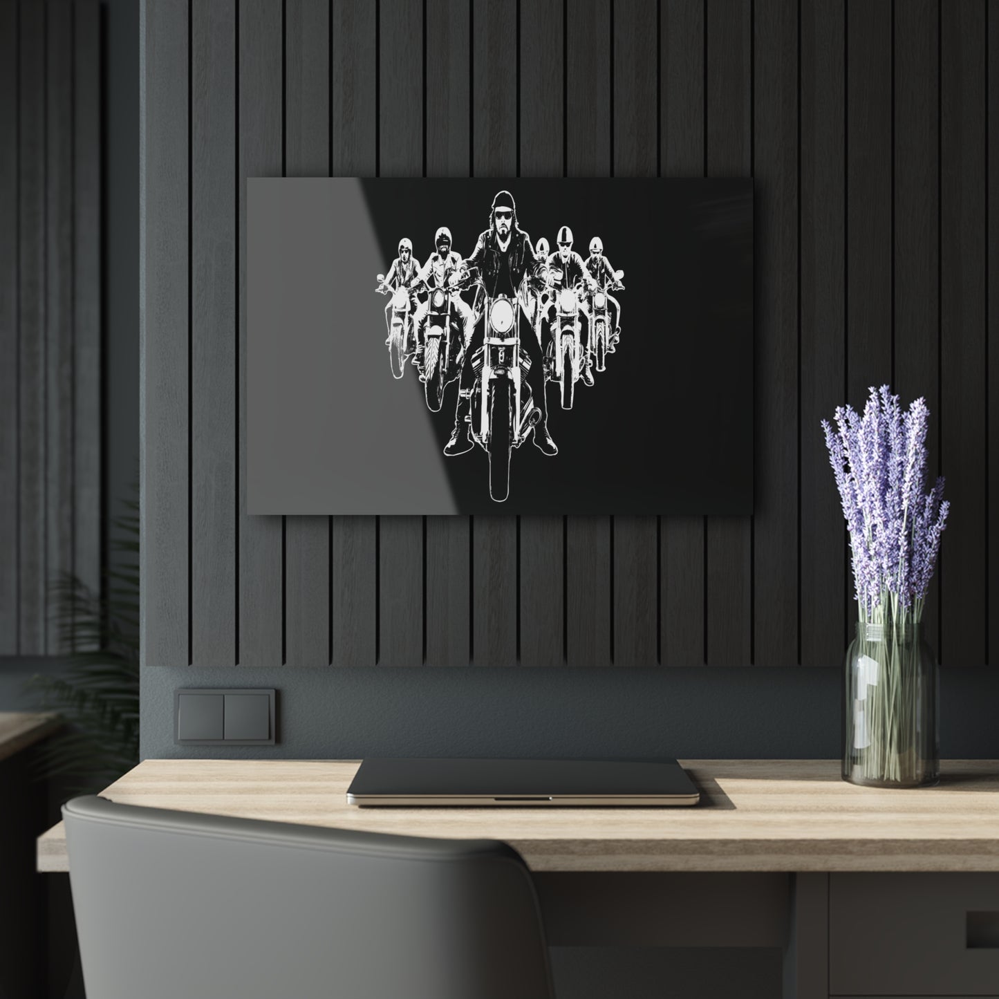 Acrylic Print Bikers Convoy French Cleat Hanging