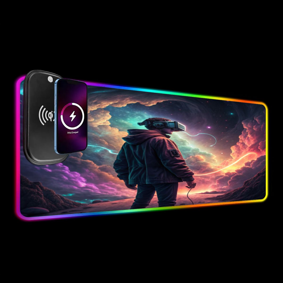 VR Gamer Wireless Charging RGB Mouse Pad (8:3)