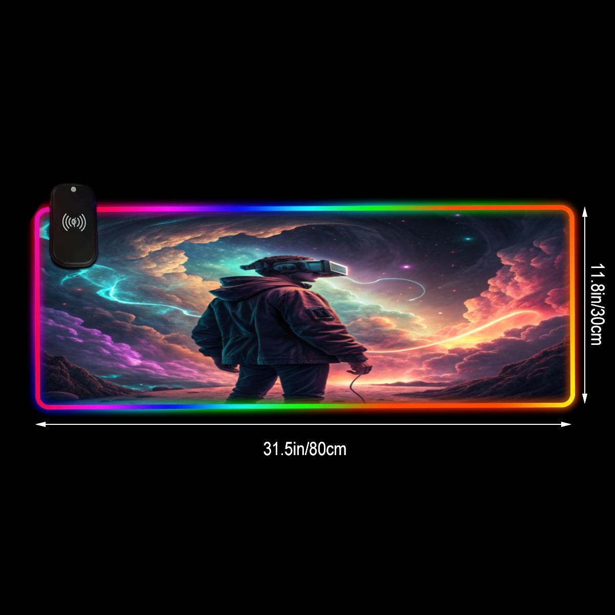 VR Gamer Wireless Charging RGB Mouse Pad (8:3)