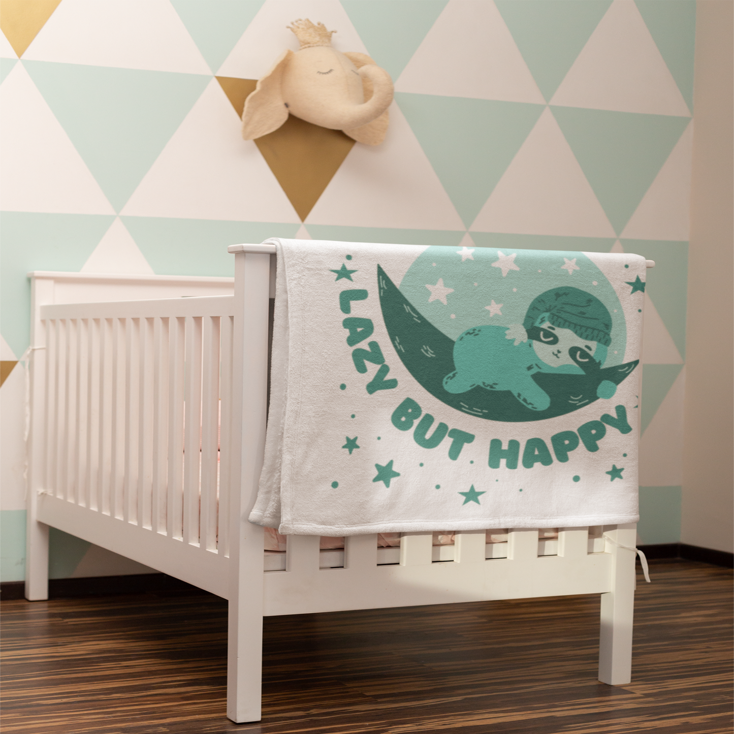 Lazy but Happy Sloth Baby Blanket, Cozy Nursery Decor, Ideal Baby Shower Gift, Soft Fleece Throw, Bedtime Snuggle Blanket