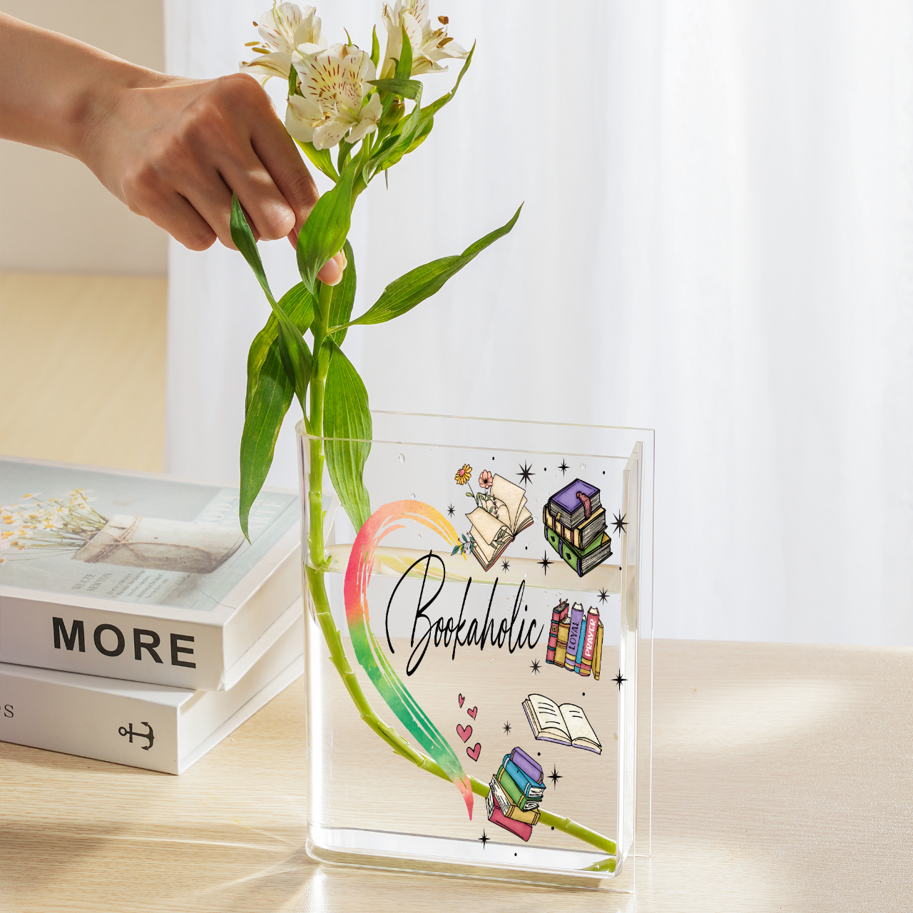 Bookaholic book lover Acrylic Book Vase