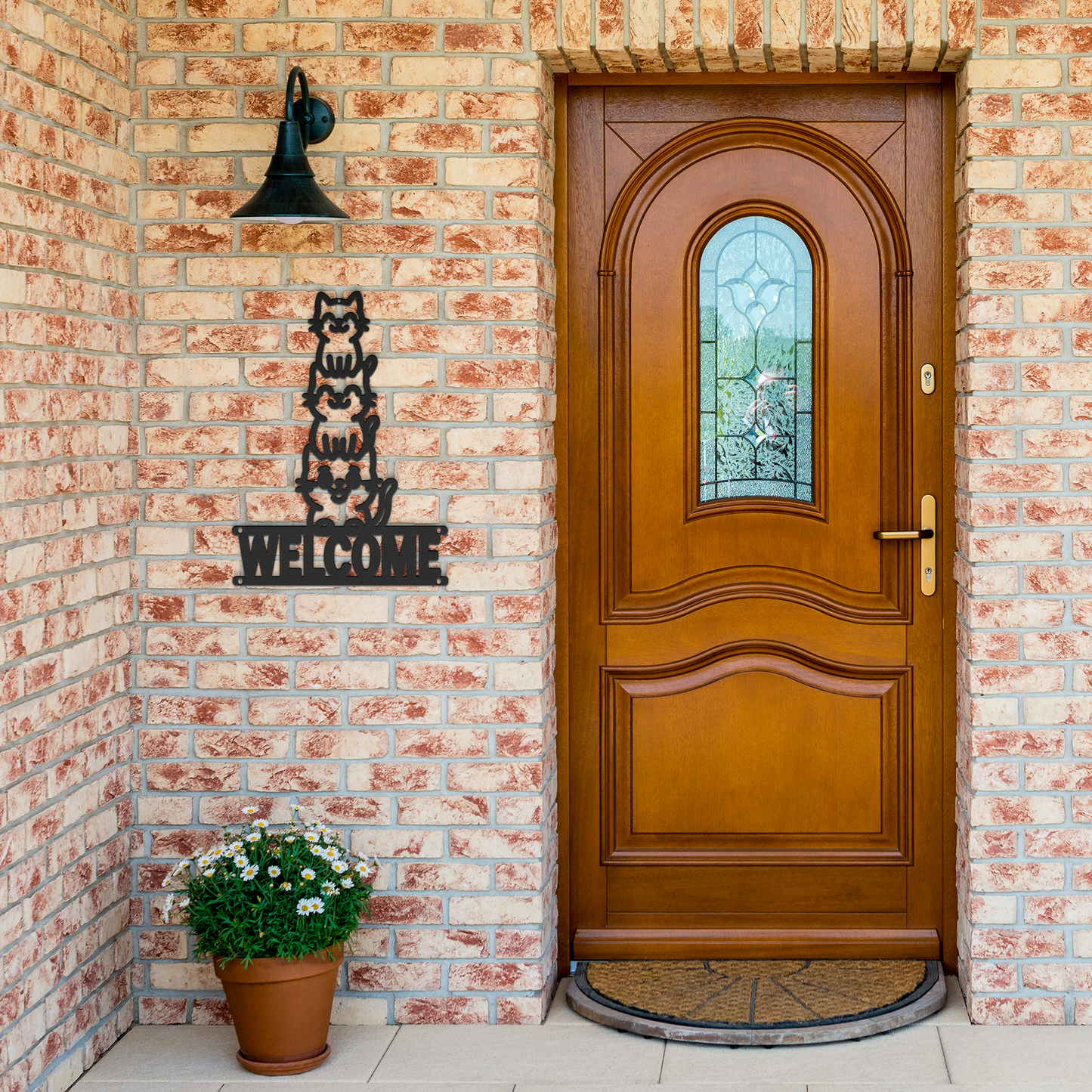 Welcome_Cats_Metal_Wall_Art__Cat_Welcome_Black_Brick_Entrance_Mockup.png