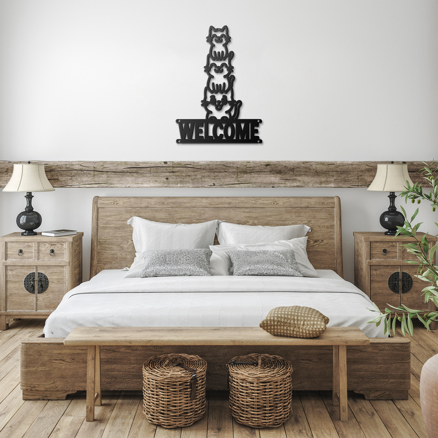 Welcome_Cats_Metal_Wall_Art__Cat_Welcome_Black_Farmhouse_Bedroom_Mockup.png