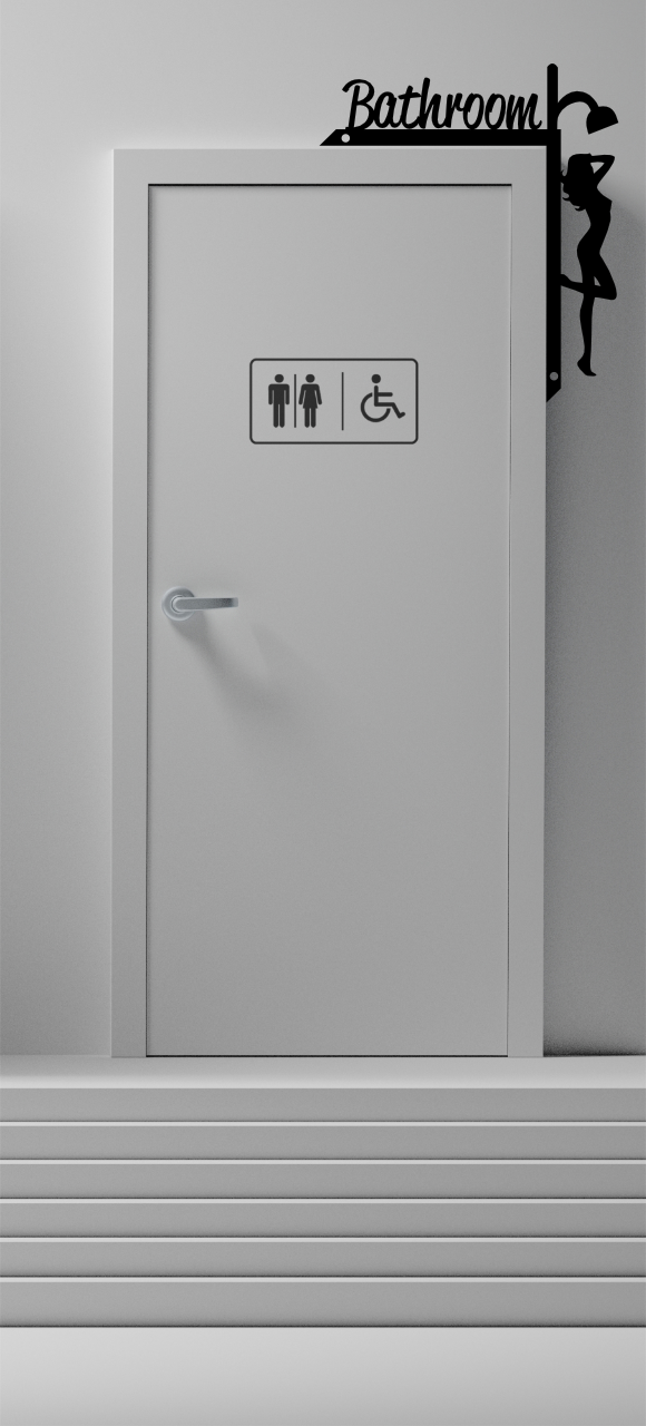 Bathroom Door Corner Metal Wall Art,Bathroom Door Topper,Bathroom,Door Hanging,Toilet Door Decoration