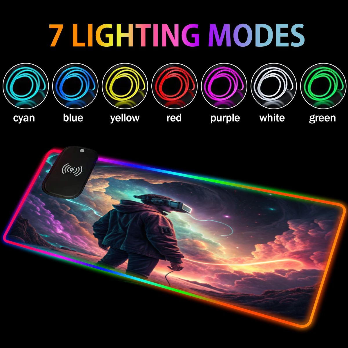 VR Gamer Wireless Charging RGB Mouse Pad (8:3)