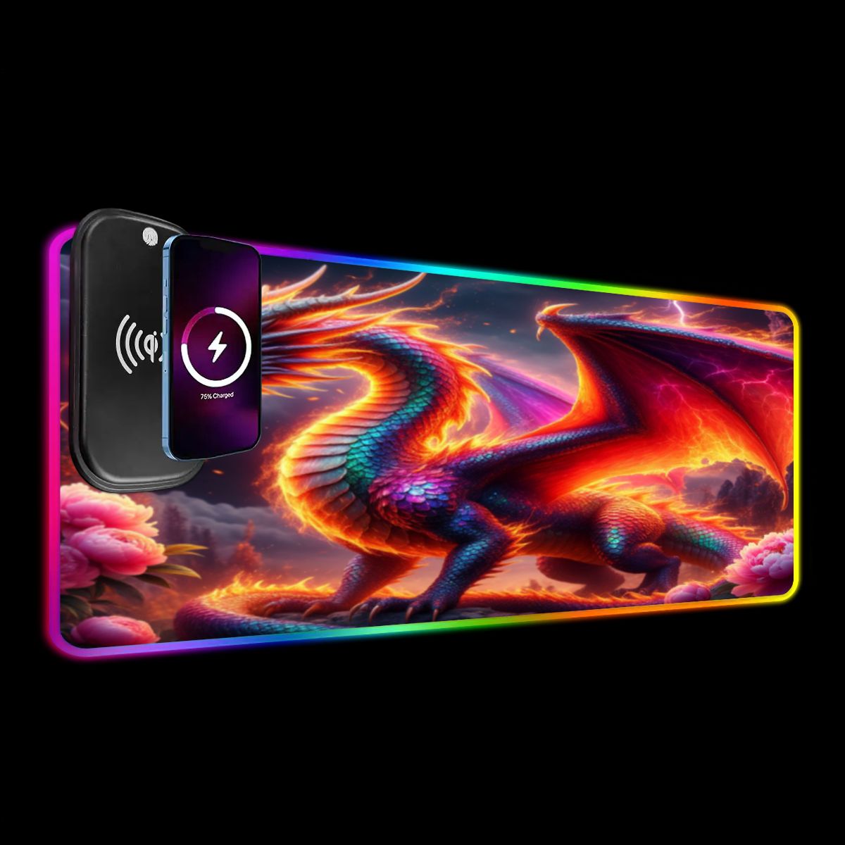 Fire Dragon Wireless Charging RGB Mouse Pad (8:3)