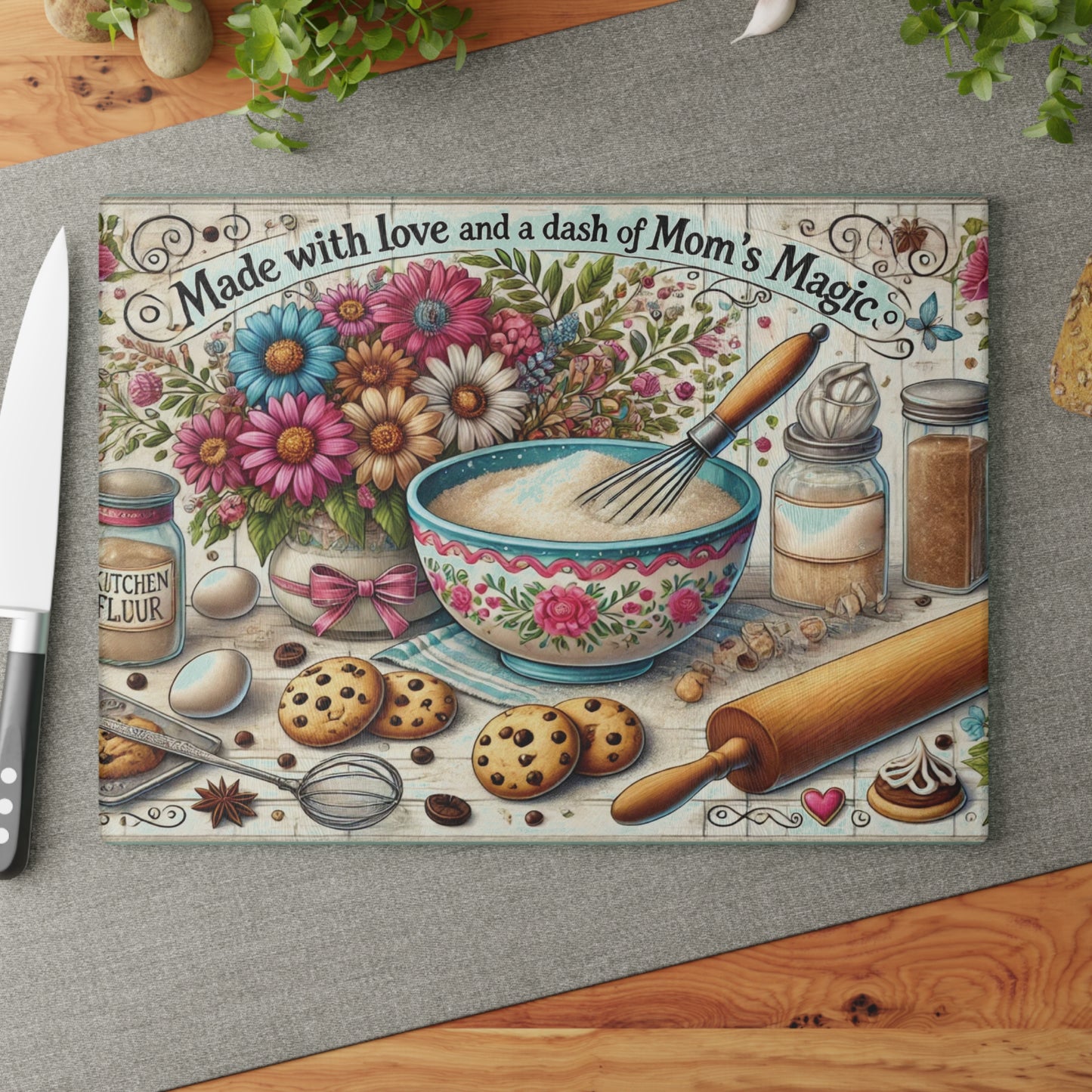 Charming Kitchen Glass Cutting Board | Made with Love Design | Perfect for Gift Giving, Baking Enthusiasts, Home Decorating, Mother's [...]