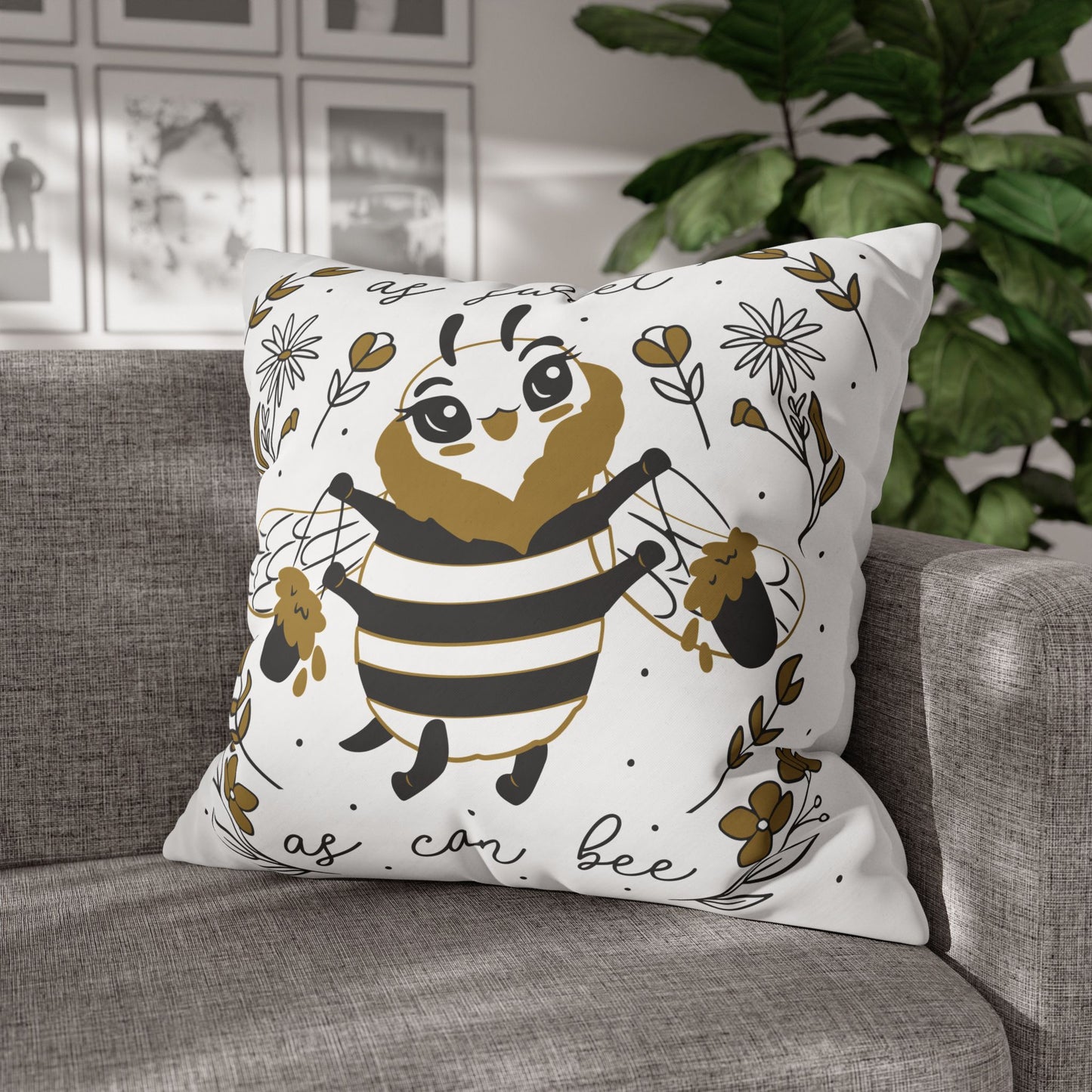 Bee-Inspired Square Pillowcase for Cozy Decor, Sweet Bee Quote Pillow, Home Cushion, Gift for Nature Lovers, Kids Room Accent
