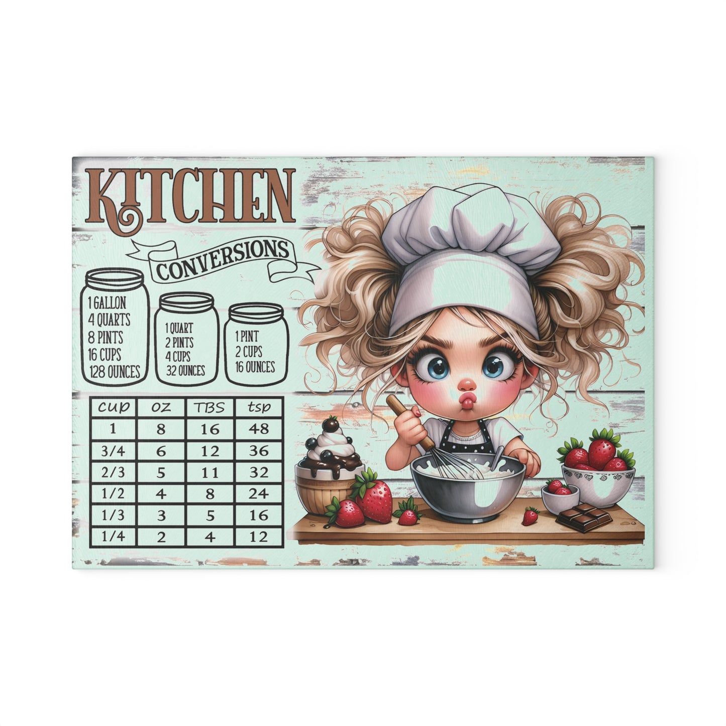 Charming Kitchen Cutting Board, Whimsical Glass Cutting Board, Kitchen Gift, Cooking Conversion Board, Fun Kitchen Decor, Unique Gift [...]