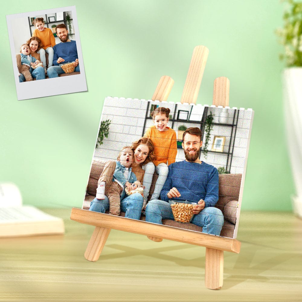Personalized building brick photo block with family portrait, UV printed gift