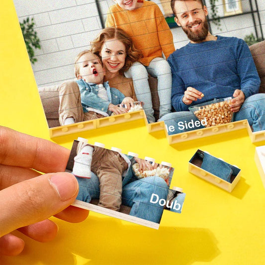Personalized building brick photo block with family, perfect gift