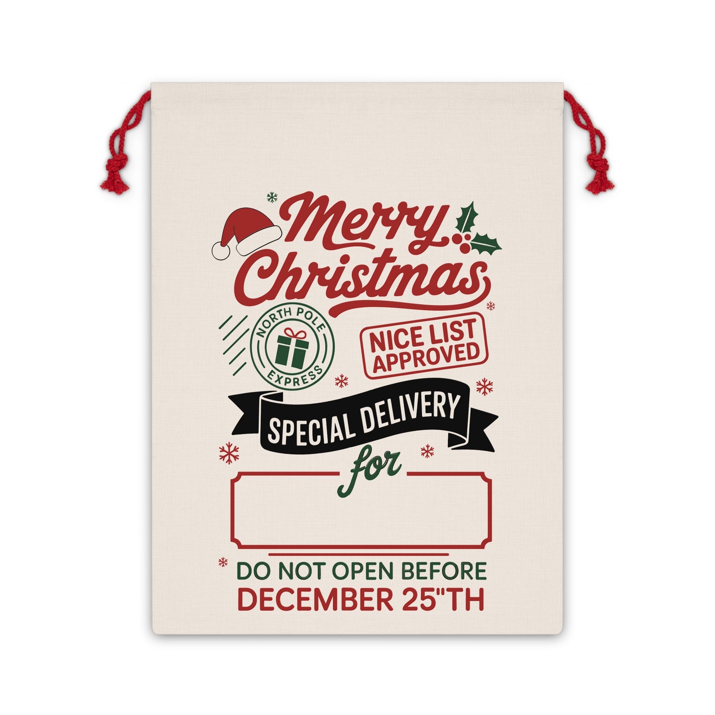 Christmas Gift Bag with Merry Christmas Design