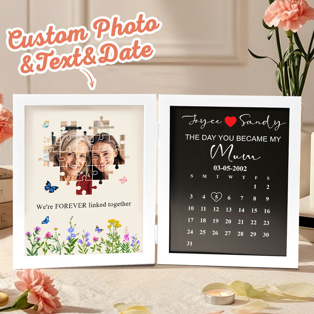 Personalized Mother's Day photo frame with custom photo, date, and text; resin material.