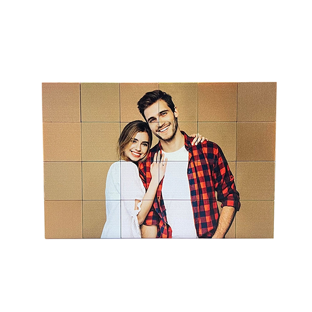Couple's photo on custom magnetic building blocks, UV printed, personalized gift, ABS+plastic+magnet