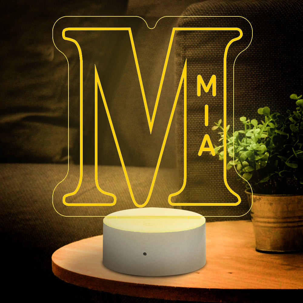 Custom "MIA" LED Night Light, Acrylic Letter Lamp, Personalized Gift, Home Decor, USB Powered