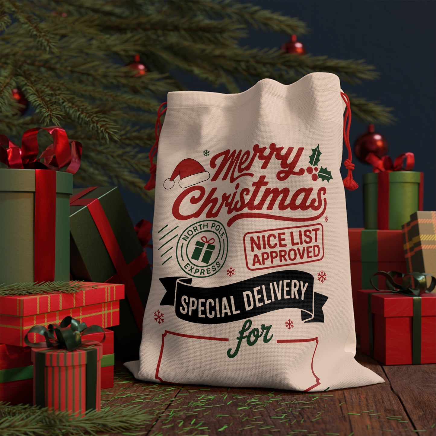Christmas Gift Bag with Merry Christmas Design