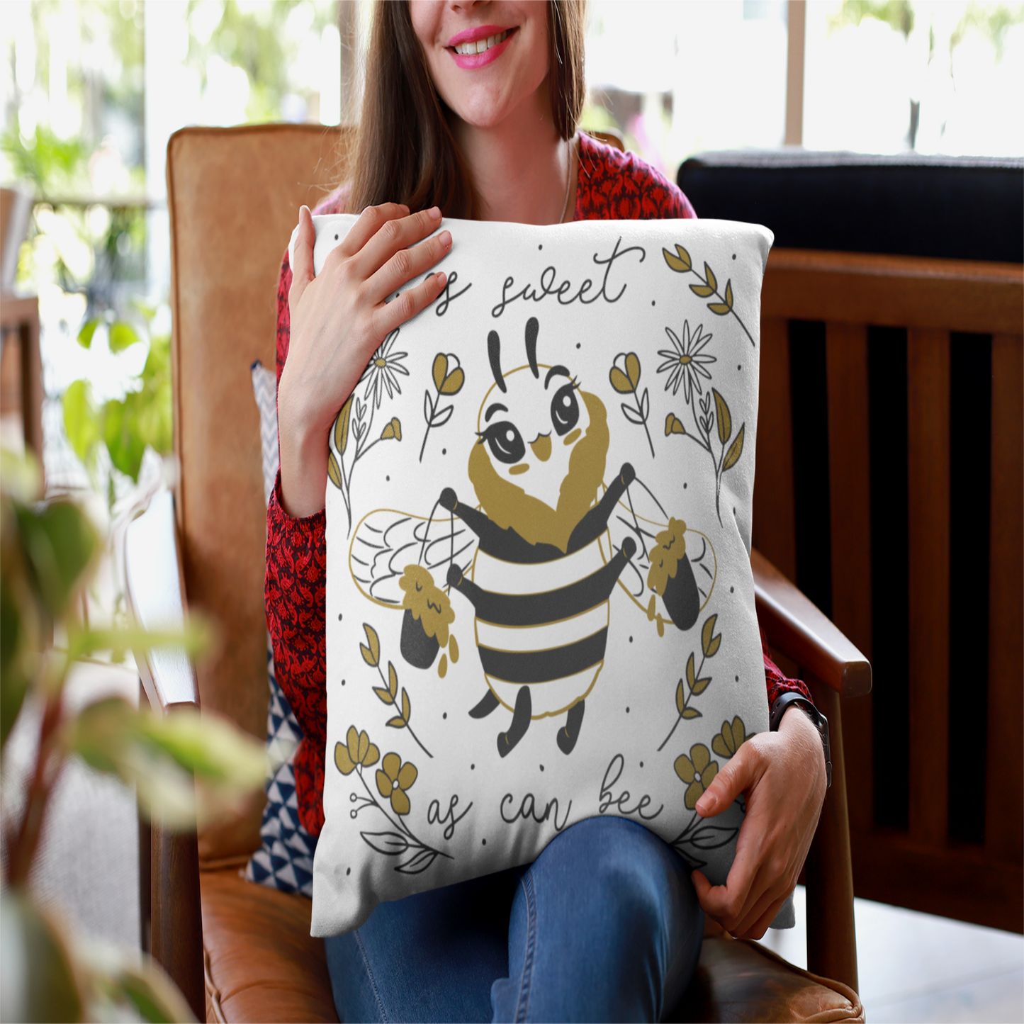 Bee-Inspired Square Pillowcase for Cozy Decor, Sweet Bee Quote Pillow, Home Cushion, Gift for Nature Lovers, Kids Room Accent