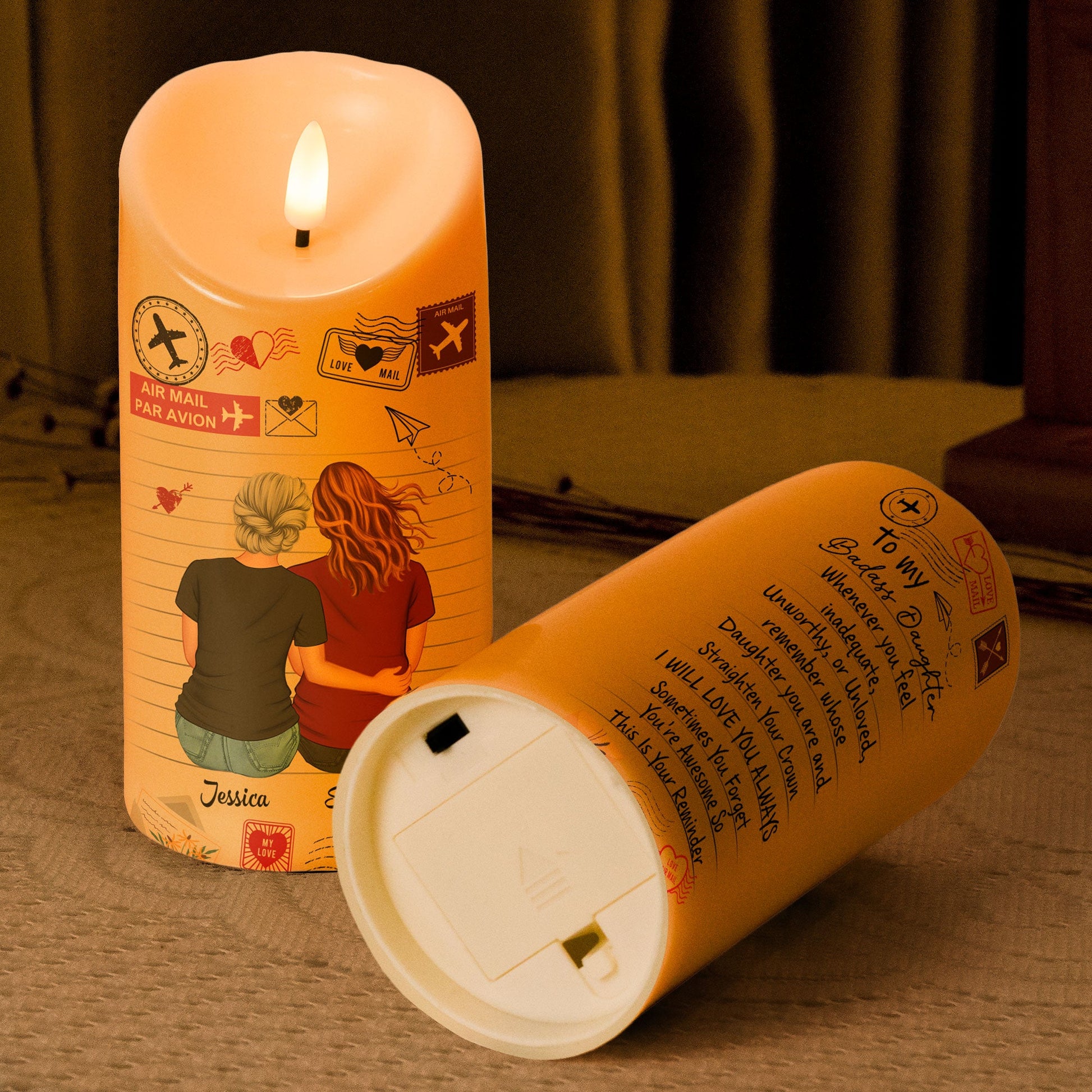 I'll Love You Always LED candle, flameless design, ideal gift for daughter, personalized with heartfelt message