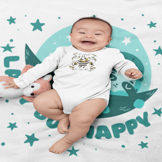 Lazy but Happy Sloth Baby Blanket, Cozy Nursery Decor, Ideal Baby Shower Gift, Soft Fleece Throw, Bedtime Snuggle Blanket
