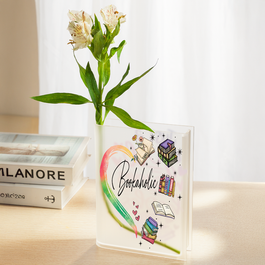 Bookaholic  book lover Acrylic Book Vase