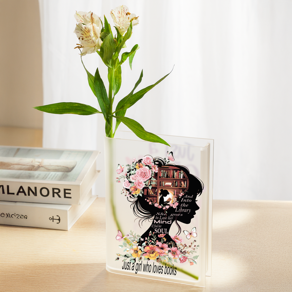bookish girl Acrylic Vase