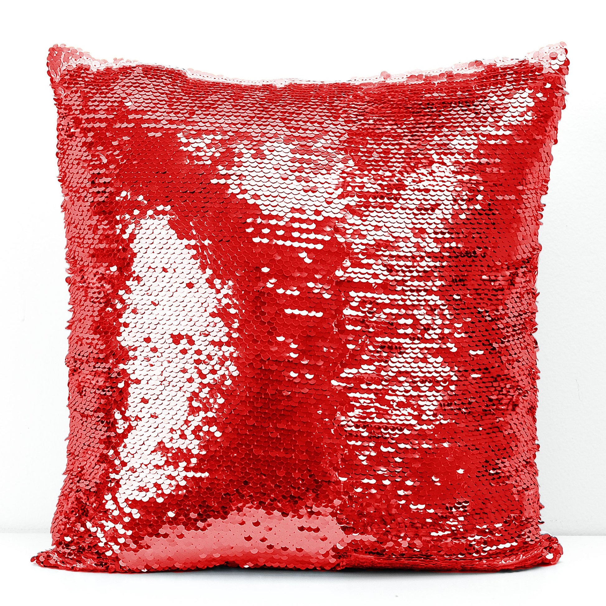 Red sequin pillow with 'Swipe this when you want me naked' message, romantic couples gift idea.
