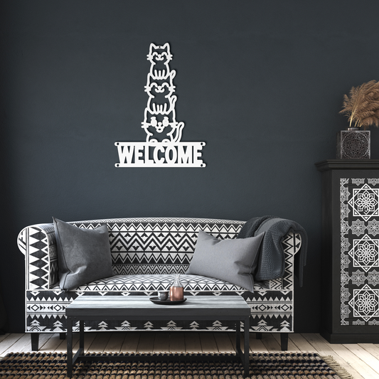 Welcome_Cats_Metal_Wall_Art__Cat_Welcome_White_Dark_Living_Room_Mockup.png