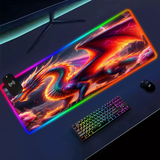Fire Dragon Wireless Charging RGB Mouse Pad (8:3)