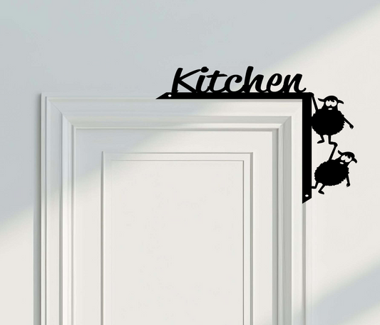 Kitchen Door Corner Metal Wall Art, Kitchen Door Topper, Kitchen Door Frame Hanging, Modern Mama's Kitchen Door Decoration Sign