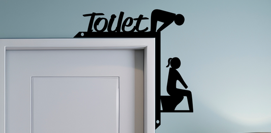 toilet corner door sign